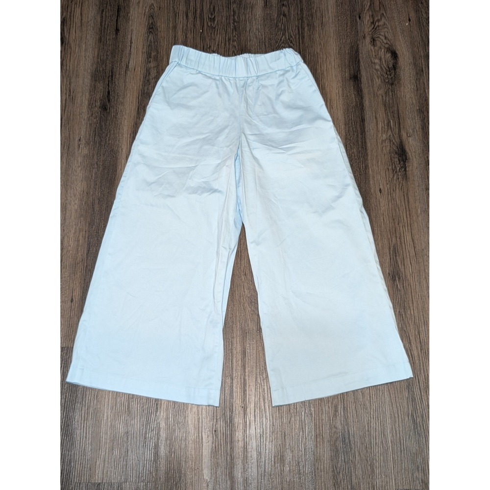 SPRWMN RTW Cropped‎ Wide Leg Pants Elastic Waist Casual Blue XS